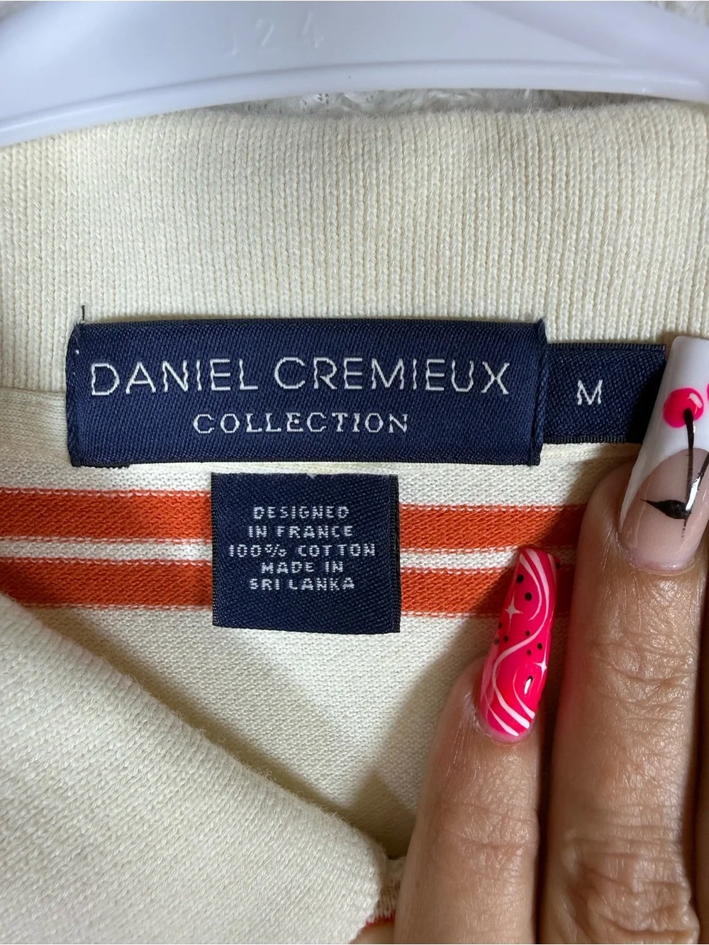 Vintage Daniel Cremieux Cream and Orange Striped Polo. Absolutely classic piece
